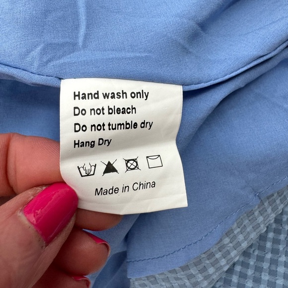 JessaKae Blue Gingham Cottagecore Smocked Midi Dress Puff Sleeve M - Picture 12 of 12